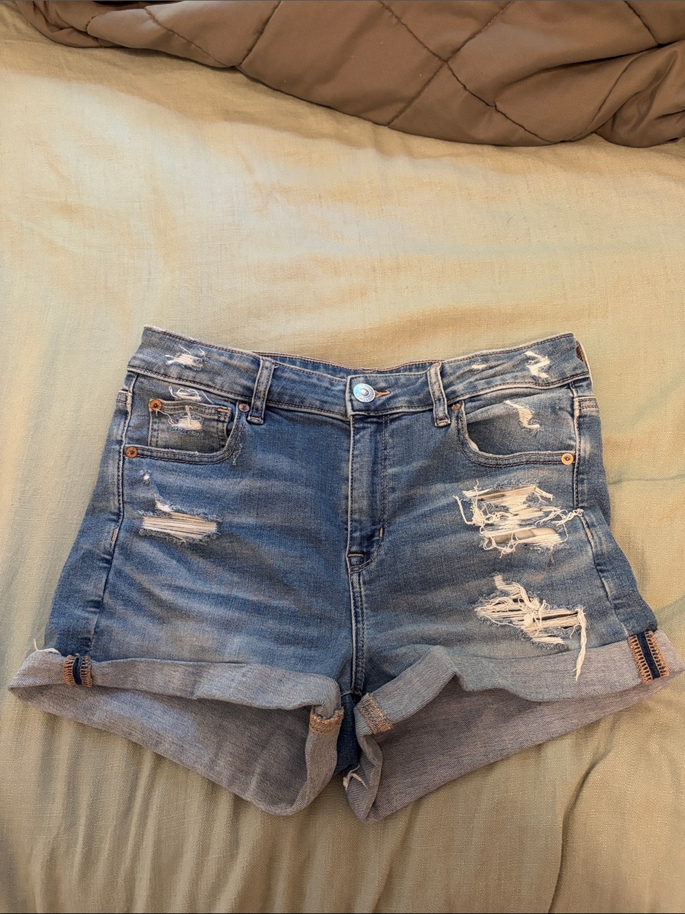 American Eagle Outfitters Distressed Blue Denim Jean Shorts